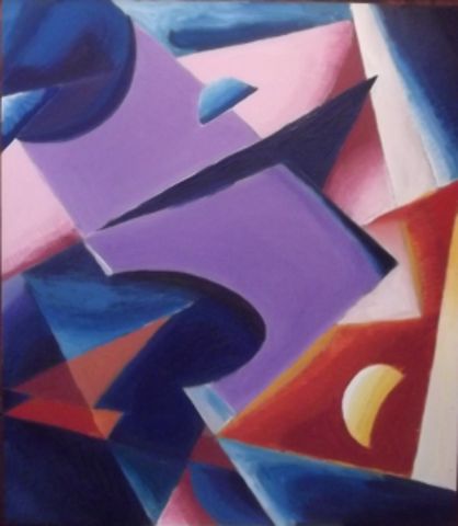 Composition suprématiste avec centre violet, rouge et bleu